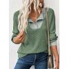 imageEVALESS Womens Fall Fashion 2025 Womens Long Sleeve Shirts Patchwork Button Up V Neck Sweatshirt Casual Pullover TopsMist Green