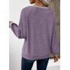imageEVALESS Womens Fall Fashion 2025 Womens Long Sleeve Shirts Patchwork Button Up V Neck Sweatshirt Casual Pullover TopsPurple