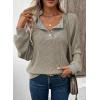 imageEVALESS Womens Fall Fashion 2025 Womens Long Sleeve Shirts Patchwork Button Up V Neck Sweatshirt Casual Pullover TopsSmoke Gray