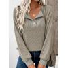 imageEVALESS Womens Fall Fashion 2025 Womens Long Sleeve Shirts Patchwork Button Up V Neck Sweatshirt Casual Pullover TopsSmoke Gray