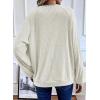 imageEVALESS Womens Fall Fashion 2025 Womens Long Sleeve Shirts Patchwork Button Up V Neck Sweatshirt Casual Pullover TopsWhite
