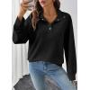 imageEVALESS Womens Oversized Sweatshirts Hoodies Casual V Neck Button Up Henley Collared Long Sleeve Shirts Pullover TopsBlack