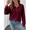 imageEVALESS Womens Oversized Sweatshirts Hoodies Casual V Neck Button Up Henley Collared Long Sleeve Shirts Pullover TopsBurgundy
