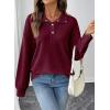 imageEVALESS Womens Oversized Sweatshirts Hoodies Casual V Neck Button Up Henley Collared Long Sleeve Shirts Pullover TopsBurgundy