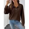 imageEVALESS Womens Oversized Sweatshirts Hoodies Casual V Neck Button Up Henley Collared Long Sleeve Shirts Pullover TopsCoffee