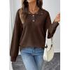 imageEVALESS Womens Oversized Sweatshirts Hoodies Casual V Neck Button Up Henley Collared Long Sleeve Shirts Pullover TopsCoffee