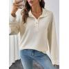 imageEVALESS Womens Oversized Sweatshirts Hoodies Casual V Neck Button Up Henley Collared Long Sleeve Shirts Pullover TopsWhite