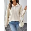 imageEVALESS Womens Oversized Sweatshirts Hoodies Casual V Neck Button Up Henley Collared Long Sleeve Shirts Pullover TopsWhite