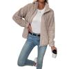 imageEVALESS Fleece Jacket Womens Sherpa Jacket Long Sleeve Zip Up Coat Winter Clothing Fashion 2025Apricot