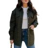 imageEVALESS Quilted Jackets for Women Lightweight Long Sleeve Button Down Puffer Jacket Warm Winter Coat Outerwear with PocketsB Green