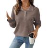 imageEVALESS Womens Oversized Sweatshirts Hoodies Casual V Neck Button Up Henley Collared Long Sleeve Shirts Pullover TopsGoat