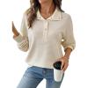 imageEVALESS Womens Oversized Sweatshirts Hoodies Casual V Neck Button Up Henley Collared Long Sleeve Shirts Pullover TopsWhite