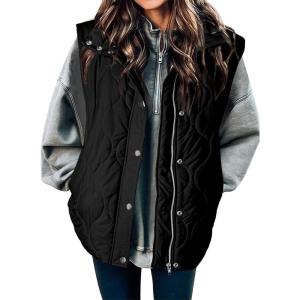 imageEVALESS Cropped Puffer Vest Women Lightweight Quilted Stand Collar Sleeveless Jackets Fall Winter 2025 Button Zip Up CoatBlack