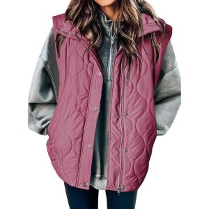 imageEVALESS Cropped Puffer Vest Women Lightweight Quilted Stand Collar Sleeveless Jackets Fall Winter 2025 Button Zip Up CoatPink