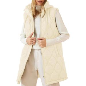 imageEVALESS Long Puffer Vest Women Sleeveless Hooded Puffer Jacket Lightweight Quilted Jackets Winter Warm Zip Up Coat OuterwearWhite
