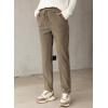 imageEVALESS Corduroy Pants for Women Casual Drawstring Elastic High Waist Straight Leg Pants Loose Comfy Trousers with Pockets1b2 Khaki