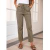 imageEVALESS Corduroy Pants for Women Casual Drawstring Elastic High Waist Straight Leg Pants Loose Comfy Trousers with Pockets1b2 Khaki