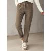 imageEVALESS Corduroy Pants for Women Casual Drawstring Elastic High Waist Straight Leg Pants Loose Comfy Trousers with Pockets1b2 Khaki