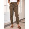 imageEVALESS Corduroy Pants for Women Casual Drawstring Elastic High Waist Straight Leg Pants Loose Comfy Trousers with Pockets2b Brown