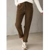 imageEVALESS Corduroy Pants for Women Casual Drawstring Elastic High Waist Straight Leg Pants Loose Comfy Trousers with Pockets2b Brown