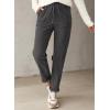 imageEVALESS Corduroy Pants for Women Casual Drawstring Elastic High Waist Straight Leg Pants Loose Comfy Trousers with PocketsB Gray