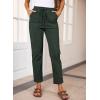 imageEVALESS Corduroy Pants for Women Casual Drawstring Elastic High Waist Straight Leg Pants Loose Comfy Trousers with PocketsB Green