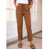 imageEVALESS Corduroy Pants for Women Casual Drawstring Elastic High Waist Straight Leg Pants Loose Comfy Trousers with PocketsB Orange