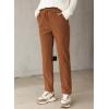 imageEVALESS Corduroy Pants for Women Casual Drawstring Elastic High Waist Straight Leg Pants Loose Comfy Trousers with PocketsB Orange