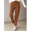 imageEVALESS Corduroy Pants for Women Casual Drawstring Elastic High Waist Straight Leg Pants Loose Comfy Trousers with PocketsB Orange