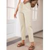 imageEVALESS Corduroy Pants for Women Casual Drawstring Elastic High Waist Straight Leg Pants Loose Comfy Trousers with PocketsB White