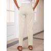 imageEVALESS Corduroy Pants for Women Casual Drawstring Elastic High Waist Straight Leg Pants Loose Comfy Trousers with PocketsB White