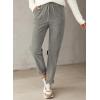imageEVALESS Corduroy Pants for Women Casual Drawstring Elastic High Waist Straight Leg Pants Loose Comfy Trousers with PocketsB1 Gray