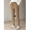 imageEVALESS Corduroy Pants for Women Casual Drawstring Elastic High Waist Straight Leg Pants Loose Comfy Trousers with PocketsB1 Khaki