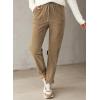 imageEVALESS Corduroy Pants for Women Casual Drawstring Elastic High Waist Straight Leg Pants Loose Comfy Trousers with PocketsB1 Khaki