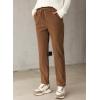 imageEVALESS Corduroy Pants for Women Casual Drawstring Elastic High Waist Straight Leg Pants Loose Comfy Trousers with PocketsB3 Khaki