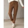 imageEVALESS Corduroy Pants for Women Casual Drawstring Elastic High Waist Straight Leg Pants Loose Comfy Trousers with PocketsB3 Khaki