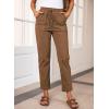 imageEVALESS Corduroy Pants for Women Casual Drawstring Elastic High Waist Straight Leg Pants Loose Comfy Trousers with PocketsB3 Khaki