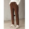 imageEVALESS Corduroy Pants for Women Casual Drawstring Elastic High Waist Straight Leg Pants Loose Comfy Trousers with PocketsD Coffee