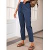 imageEVALESS Corduroy Pants for Women Casual Drawstring Elastic High Waist Straight Leg Pants Loose Comfy Trousers with PocketsD Dirty Blue