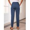 imageEVALESS Corduroy Pants for Women Casual Drawstring Elastic High Waist Straight Leg Pants Loose Comfy Trousers with PocketsD Dirty Blue