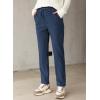imageEVALESS Corduroy Pants for Women Casual Drawstring Elastic High Waist Straight Leg Pants Loose Comfy Trousers with PocketsD Dirty Blue