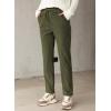 imageEVALESS Corduroy Pants for Women Casual Drawstring Elastic High Waist Straight Leg Pants Loose Comfy Trousers with PocketsD Jungle Green