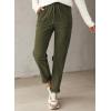 imageEVALESS Corduroy Pants for Women Casual Drawstring Elastic High Waist Straight Leg Pants Loose Comfy Trousers with PocketsD Jungle Green