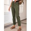 imageEVALESS Corduroy Pants for Women Casual Drawstring Elastic High Waist Straight Leg Pants Loose Comfy Trousers with PocketsD Jungle Green