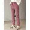 imageEVALESS Corduroy Pants for Women Casual Drawstring Elastic High Waist Straight Leg Pants Loose Comfy Trousers with PocketsD Rose Pink