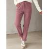 imageEVALESS Corduroy Pants for Women Casual Drawstring Elastic High Waist Straight Leg Pants Loose Comfy Trousers with PocketsD Rose Pink
