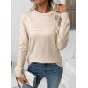 imageEVALESS Fall Sweaters for Women 2025 Fashion Long Sleeve Crewneck Knit Pullover Tops Teacher Outfits Winter ClothesBeige
