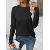 imageEVALESS Fall Sweaters for Women 2025 Fashion Long Sleeve Crewneck Knit Pullover Tops Teacher Outfits Winter ClothesBlack