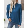 imageEVALESS Fall Sweaters for Women 2025 Fashion Long Sleeve Crewneck Knit Pullover Tops Teacher Outfits Winter ClothesBlue