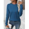 imageEVALESS Fall Sweaters for Women 2025 Fashion Long Sleeve Crewneck Knit Pullover Tops Teacher Outfits Winter ClothesBlue